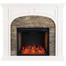 An electric fireplace is an electric heater that mimics a fireplace burning coal, wood, or natural gas. Southern Enterprises Sei Tanaya Stacked Stone Electric Fireplace