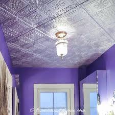 Fake tin ceiling tiles can be glued right on top of the popcorn ceilings using some special adhesives that can be found in your local home improvement stores. How To Install Styrofoam Faux Tin Ceiling Tiles
