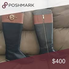 Michael Kors Black And Brown Riding Boots Knee High Leather Boots Knee High Leather Boots Boots High Leather Boots