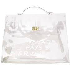 Hermes Clear Plastic Un Voyage Kelly Souvenir Tote Bag Liked On Polyvore Featuring Bags Handbags Tote Bags Clear Plastic Tot Bags Tote Bag Clear Tote Bags