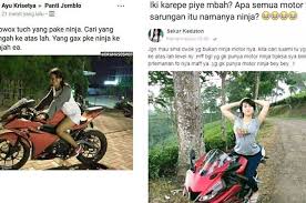 Layanan reguler semua layanan poin ninja akademi ninja. Kocak Kelakuan Cewek Zaman Now Cari Pacar Yang Pakai Ninja Padahal Kenal Motor Juga Enggak Motorplus Online Com