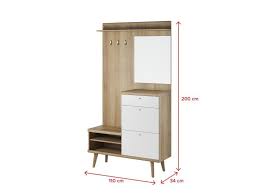Meuble D Entree Pristeg 110 Cm Blanc Mat Chene Riviera Miroir Vente De Vestiaire Conforama Meuble Entree Conforama Mobilier De Salon