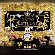 Black Gold Backdrop Happy 30 40 50 Birthday Party Decoration In 2020 Gold Birthday Party Decorations Gold Birthday Party 50th Birthday Party Decorations