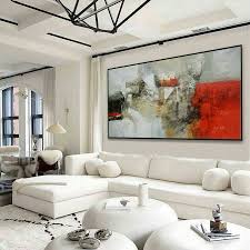 Panoramic Modern Contemporary Neutral Color Framed Wall Art Large Horizontal Thick Texture Palette Knife Abstract Canvas Oil Painting Red Canvas size square/horizontal & depth chart. panoramic modern contemporary neutral