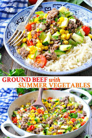 Ground Beef Dinner With Summer Vegetables Recipe Dinner With Ground Beef Beef Dinner Healthy Ground Beef