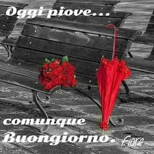 Buongiorno Piove Rose Rosse Ombrello Rosso Immagini