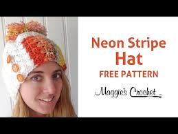 Deborah Norville Neon Stripe Hat Free Crochet Pattern