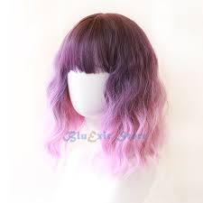Men are now embracing their natural. Harajuku Gradual Purple Lolita Wig Women Short Curly Hair Fringe Bangs Adult Chic Girls Cosplay Daily Wear Aliexpress