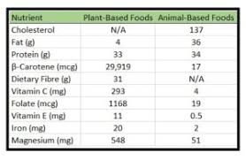 nutrients in plant and animal foods whole food plant based