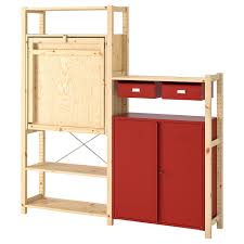 Ivar Shelf Unit W Table Cabinets Drawers Pine Red 68 7 8x11 3 4 41x70 1 2 Ikea In 2020 Foldable Table Ikea Ikea Ivar Shelves