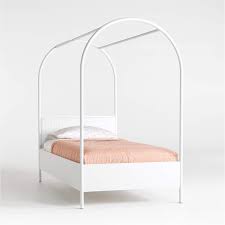 Canyon Arched Twin White Canopy Bed With Upholstered Headboard Crate And Barrel