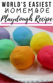 Easiest Playdough Without Cream Of Tartar 3 Simple Ingredients Easy Playdough Recipe Easy Homemade Playdough Recipe Homemade Playdough Recipe