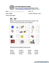 Read and write words with the /bl/ sound. Consonant Blend Bl And Br Words Worksheet