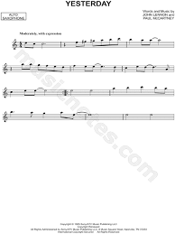 The Beatles Yesterday Sheet Music Alto Saxophone Solo In C Major Download Print Alto Saxophone Saxophone Sheet Music Beatles Sheet Music