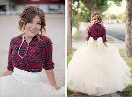 Winter Wedding Plaid Bride Flannel Full Tulle Skirt Plaid Wedding Plaid Wedding Dress Bride Flannel