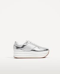 Deportivo Plateado Plataforma Zara Zapatos Tennis Mujer Zapatillas