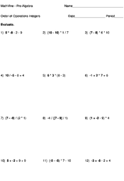 Let's look at some more examples. Order Of Operations Mathvine Com