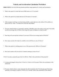 Acceleration Calculation Worksheet