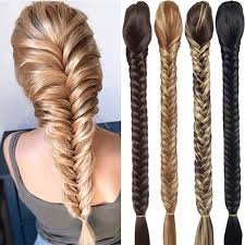 Secure as needed with bobby pins. New Fashion Hairstyles 21in Claw On Fishbone Braid Ponytail Extension Braid Fishtail Plait Fishtail Hair Extension Long Hairpieces Klaue Auf Fischgratengeflecht Pferdeschwanzverlangerung Geflecht Fischschwanzzopf Fischschwanz Haarverlangerung Lange