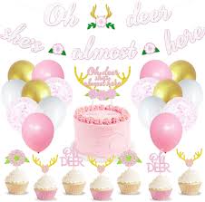 Check spelling or type a new query. Buy 50 Pcs Oh Deer Party Decoration Kit Woodland Deer Baby Shower Supplies Hunting Antlers Boho Floral Themed Cake Toppers Oh Deer She S Almost Here Banner Forest Party For Baby Girl Online