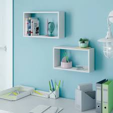 Etagere 2 Rectangles Blanc Spaceo L 45 X P 11 5 Cm Ep 12 0 Mm En 2020 Etagere Bois Flotte Etagere Idees Etageres