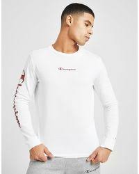 Tee shirt manches longues , col rond , couleur blanc. T Shirts A Manches Longues Champion Pour Homme Jusqu A 55 Sur Lyst Fr
