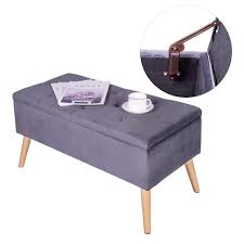 Then, when the need arises, bring the bench out for extra seating around the dining table. Velvet Storage Box Bench Grey Rectangle Woltu Eu