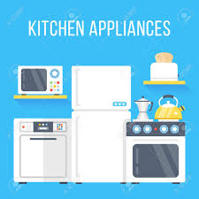 Your kitchen is the one place where you want to be really careful about trendy choices. Kitchen Appliances Set White Refrigerator Stove Dishwasher Microwave Toaster Kettle And Classic Coffee Maker Flat Design Vector Illustration Royalty Free Cliparts Vectors And Stock Illustration Image 61213522