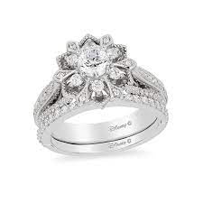 Enchanted Disney Elsa 1 Ct T W Diamond Snowflake Frame Engagement Ring In 14k White Gold Zales Disney Engagement Rings Split Shank Engagement Rings Engagement Rings