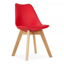 red with solid oak crossed wood legs