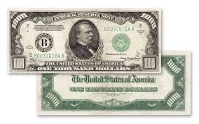 Federal reserve notes, also united states banknotes, are the currently issued banknotes of the united states dollar. 1934 Us 1000 Dollar Federal Reserve Note Very Fine Vf Bill Govmint Com