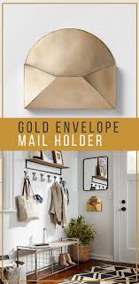 Decorative Gold Envelope Mail Holder Gold Metallic Mail Sorter Mail Organizer Mail Holder Mo Entryway Organization Interior Design Color Modern Entryway