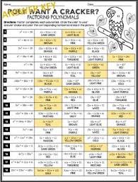 Factoring Polynomials Coloring Activity Factoring Polynomials Polynomials Color Activities