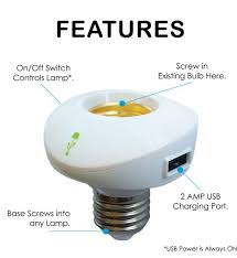 Lampchamp Usb Lamp Socket Charger Usb Lamp Bulb Adapter Rechargeable Light