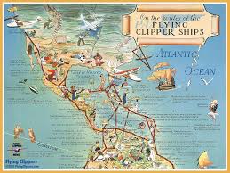 1938 On The Routes Of The Flying Clipper Ships Pan American World Airways Pan Am Pan American Vintage Travel Posters Flying Boat