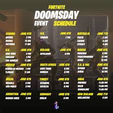 However, there is limited space available for the device live if you're still not sure what time the event is, you can take a look at the countdown timer that's in the fortnite lobby, midas' room, or the timer. Mll On Twitter Updated Just Made This Schedule For Doomsday Event Tried To Cover As Many Time Zones As Possible Who S Going To See The Show Live I Fortnite Https T Co 6ez3uh6snt