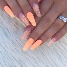 24 universal nails in 12 sizes — fits average, petite, and larger. Orange Matte Orange Glitter Nail Polish Manicure Ideas Long Coffin Nails White Background Peach Acrylic Nails Cuffin Nails Summer Acrylic Nails