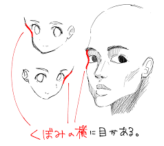 顔が平面になる人へ 少し意識して変えるだけで 顔が立体的になる方法 トニーのブログ 目を描く イラスト 絵