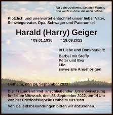 Traueranzeigen von Harald Geiger