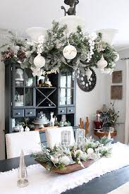 Farmhouse Dining Room Christmas Decorations White Christmas Decor Christmas Chandelier Farmhouse Christmas Decor