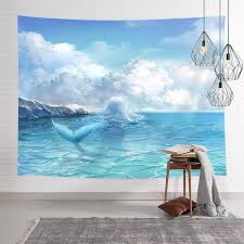 Blue sky angel wings tapestry. Cute Mermaid Tapestry Wall Hanging Novelty Blue Ocean And Sky Cloud Little Mermaid For Kids Girls Tapestry Wall Art Home Decorations For Bedroom Dorm 59x59 Inches Wish