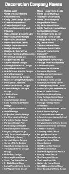 200 Most Creative Decoration Company Names Decor Business Names Fetco Home Decor