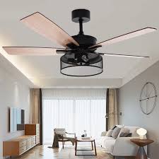 For instance, you will need to decide whether you would like to attach a fixture that has connect the light's wires to the fan's wires with wire nuts. Ceiling Fans Led Ceiling Light 52in Chandelier Industrial Cage Light Matte Black Walmart Com Walmart Com