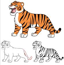 We'll start with a sketch, a set of guide lines that will become a base for the final lines. How To Draw A Cartoon Tiger Tiger Cartoon Illustration Howtodraw Tiger Cartoon Drawing Tiger Sketch Tiger Drawing