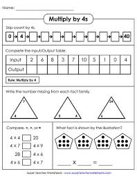 multiplication by 4s printables