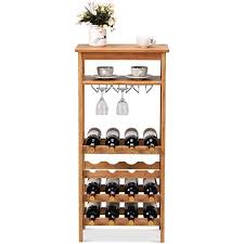 You'll find storage and display space galore in this beauty. Brown Free Standing Wine Holder Display Shelves Wine Bar Cabinet For Kitchen Dining Room Mecor Industrial Metal Wine Rack Table With Glass Holder And Wine Storage Freestanding Wine Racks Cabinets Wine