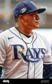 St. Petersburg, FL USA; Tampa Bay Rays relief pitcher Erasmo Ramirez (61)  walks to the dugout during an MLB game against the Cleveland Guardians