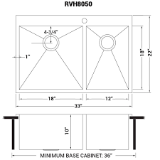 33 X 22 Inch Drop In 60 40 Double Bowl 16 Gauge Zero Radius Topmount Stainless Steel Kitchen Sink Ruvati Usa