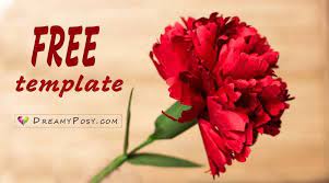 Free Template And Tutorial To Make Paper Carnation Paper Flowers Tutorial Flower Making Tutorial P How To Make Paper Flowers Paper Flowers Paper Flowers Diy