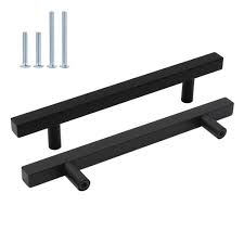 A variety of styles and finishes to suit any décor. Modern Black Kitchen Cabinet Handles Drawer Pulls Goldenwarm J22bk Furniture Hardware Square T Bar Drawer Handle 128mm Hole Centers Cupboard Door Handles 5 Pack Buy Online In Antigua And Barbuda At